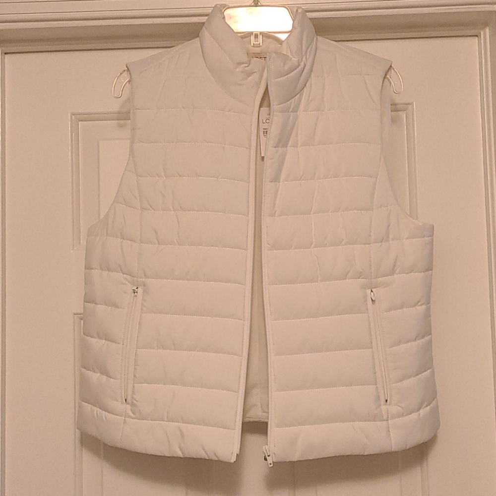 Ann Taylor Loft White Puffer Vest - Large